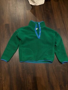J.Crew Polartec Sherpa Fleece Half Snap Pullover Green Blue Small